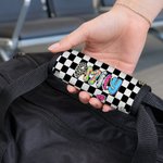 Personalised Retro Graffiti Checkerboard Polka Dots Luggage Handle Wrap with Name Set of 2 Travel Accessories Birthday Gift for Family Friends