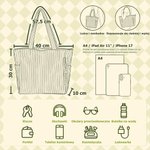 Personalizowana duża torba sztruksowa z uroczą postacią kwiatem urodzinowym i imieniem codzienna torba na prezent urodzinowy dla kobiet