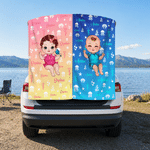 Personalized Colourful Gradient Cartoon Character Oversized Quick Dry Magnetic Beach Towel with Name Summer Vacation Gift for Family