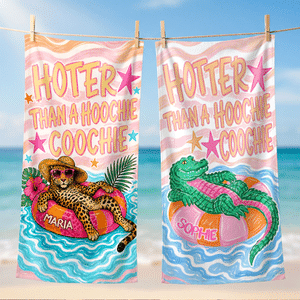 Personalized Cartoon Animals Soft Quick Dry Beach Towel with Name Summer Vacation Birthday Travel Beach Gift for Young Couples Women Besties