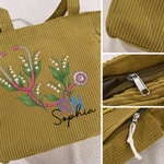 Gepersonaliseerde geboorte bloem stethoscoop grote capaciteit corduroy tas met naam dagelijks gebruik verjaardagscadeau voor medisch personeel