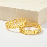 Personalized Heart Star Sterling Silver Ring with Name Dainty Jewelry Anniversary Birthday Gift for Mother Woman