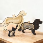 Personalized Pet Silhouette Shape Pet Fur Keepsake Wooden Box with Name Pet Loss Memorial Gift for Pet Owners