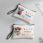 Personalised Cute Highland Cow Durable Makeup Bag Large Tote Bag with Text Nurses Day Birthday Gift for Nurse Doctor Student