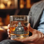 Personalised Godfather Character 10 oz Rock Whiskey Glass with Name Father's Day Birthday Anniversary Gift for Dad Granddad