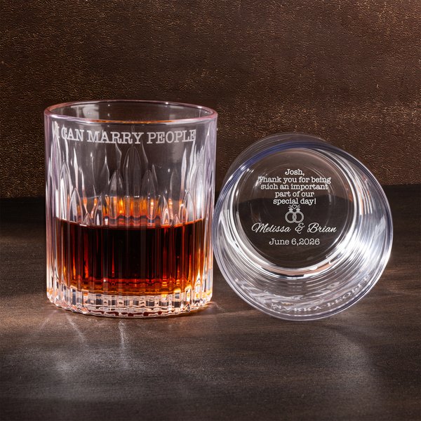 Gepersonaliseerd I Can Marry People Trouwringen Ontwerp 10 oz Whiskeyglas met Naam en Datum Huwelijk Feest Cadeau voor Officiant
