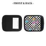 Personalised Retro Graffiti Checkerboard Polka Dots Luggage Handle Wrap with Name Set of 2 Travel Accessories Birthday Gift for Family Friends