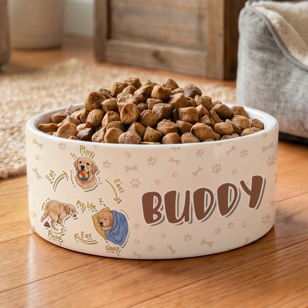 Personalised  Cute Multicolor Pet Portrait Ceramic Pet Bowl with Name Daily Use Birthday Gift for Pet Lovers Friends