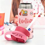 Personalisierte niedlichen Bauwagen Name 12 oz isolierte Wasserflasche mit Strohhalm und Spill-Proof-Deckel zurück zu Schule Geschenk für Jungen Mädchen