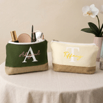 Personalised Colour-Blocked Design Makeup Bag with Name and Initial Daily Use Travel  Wedding Birthday Gift for Mothers Bridesmaids Women