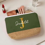Personalised Colour-Blocked Design Makeup Bag with Name and Initial Daily Use Travel  Wedding Birthday Gift for Mothers Bridesmaids Women
