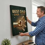 Personalized Modern Best Dad Ever Fist Bump Large Canvas Prints with Title and Names Home Decor Ship from USA Father's Day Gift for Dad Grandpa