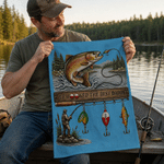 Personalised Multicolor Fishing Rod Design Large Absorbent Quick Dry Sports Towel with 1-8 Names Birthday Father's Day Gift for Dad Fishing Lover