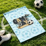 Gepersonaliseerde voetbal wedstrijddag wafel sport handdoek met naam en opknoping Clip dagelijkse training voetbalclub geschenk voor voetballer