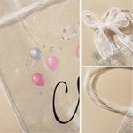 Personalized Cute Balloon Cake Bow Clear Gift Bag with Age Name and Text Daily Use Birthday Gift for Kids Women