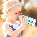 Personalisierte niedlichen Bauwagen Name 12 oz isolierte Wasserflasche mit Strohhalm und Spill-Proof-Deckel zurück zu Schule Geschenk für Jungen Mädchen