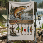 Personalised Multicolor Fishing Rod Design Large Absorbent Quick Dry Sports Towel with 1-8 Names Birthday Father's Day Gift for Dad Fishing Lover