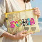 Personalised Artistic Name Multicolor Waterproof Sandproof Pool Beach Bag Daily Use Travel Summer Vacation Party Gift for Her