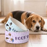 Spersonalizowana wielokolorowa ceramiczna miska dla zwierząt z imieniem i nazwiskiem Codzienny prezent urodzinowy dla miłośników zwierząt Przyjaciele