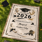 Personalized Graduation Cap Tassel Soft Throw Blanket with Name and Year Home Decor Graduation Gift for 2026 Graduates