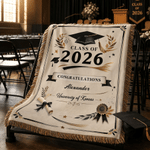 Personalized Graduation Cap Tassel Soft Throw Blanket with Name and Year Home Decor Graduation Gift for 2026 Graduates