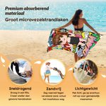 Gepersonaliseerd graffiti sneldrogend strandlaken met naam ideaal voor op reis en vakantie perfect als verjaardagscadeau voor kinderen en volwassenen