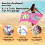 Gepersonaliseerde kleurrijke extra grote en sneldrogende strandlaken met artistieke naam strandfeest en verjaardagscadeau voor dames en vriendinnen