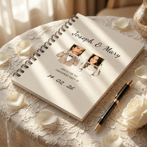 Personalized Childhood Photos Spiral A5 Notebook with Names Date and 120 Lined Pages Daily Use Anniversary Wedding Gift for Couple Wife Husband