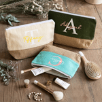 Personalised Colour-Blocked Design Makeup Bag with Name and Initial Daily Use Travel  Wedding Birthday Gift for Mothers Bridesmaids Women