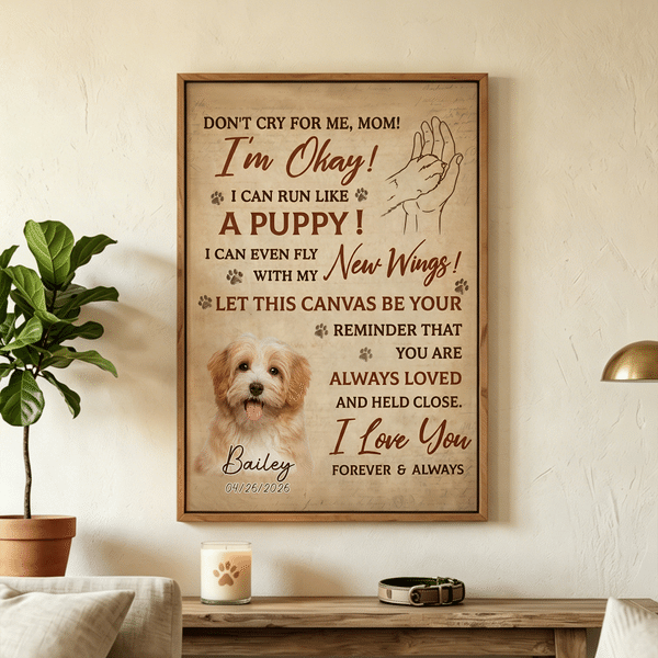 Personalized Heartfelt Message Paw Prints Portrait Large Canvas Prints with Name Living Room Decor Ship from USA Memorial Gift for Loss of Pet
