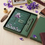Gepersonaliseerd Kristallen Geboortebloem Bijbelverzen A5 PU Leren Notitieboekje met Titel en Naam Dagelijks Gebruik Verjaardag Christelijk Geschenk voor Familie Boekenwurmen