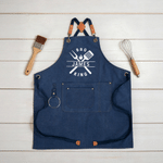 Personalized BBQ King Apron with Name and Pocket Kitchen Accessory Father's Day Birthday Anniversary Gift for Dad Husband Cooking Lover