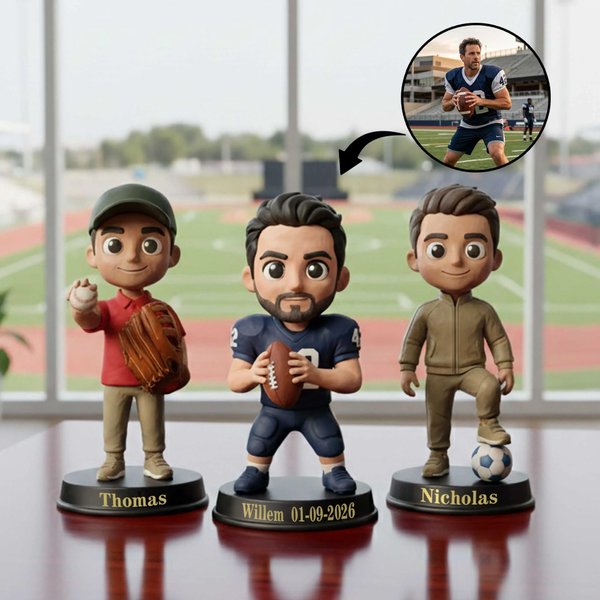Gepersonaliseerd 3D cartoon sportfiguur met naam unieke bureau decoratie verjaardagscadeau en teamcadeau voor sportliefhebbers