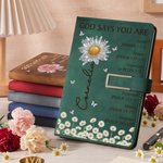 Gepersonaliseerd Kristallen Geboortebloem Bijbelverzen A5 PU Leren Notitieboekje met Titel en Naam Dagelijks Gebruik Verjaardag Christelijk Geschenk voor Familie Boekenwurmen