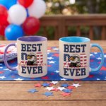Personalized Best Eagle Dad Ever Stars and Stripes Mug with Name and Coaster Birthday Father's Day American Independence Day Gift for Dad Grandpa