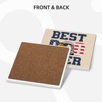 Personalized Best Eagle Dad Ever Stars and Stripes Mug with Name and Coaster Birthday Father's Day American Independence Day Gift for Dad Grandpa