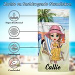 Gepersonaliseerd extra groot sneldrogend strandlaken met cartoonfiguur en naam strandfeest en verjaardagscadeau voor familie en vrienden
