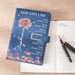 Cuaderno de cuero de PU A5 personalizado con título y nombre Flor de nacimiento de cristal Versículos de la Biblia Cumpleaños de uso diario Regalo cristiano para los ratones de biblioteca de la famili