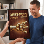 Personalized Modern Best Dad Ever Fist Bump Large Canvas Prints with Title and Names Home Decor Ship from USA Father's Day Gift for Dad Grandpa