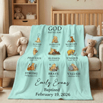Personalized Classic Winnie the Pooh Bible Verses Multicolor Soft Throw Blanket with Name Home Decor Baby Shower Birthday Gift for Kid Christian