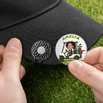 Personalised Golf Ball Cart Stainless Steel Magnetic Hat Clip Marker with Photo and Name Father's Day Birthday Gift for Golf Lovers Family
