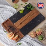 Personalized Engraved Name Marble 11 Pcs Cutting Board Coaster Set with Ceramic Bowl Ship from USA Birthday Anniversary Gift for Family Friend