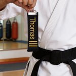 Personalized Embroidered Text Dan Rank Black Belt Keychain Bag Tag Birthday Black Belt Promotion Gift for Martial Art Karate Taekwondo Lover Coach