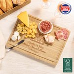 Personalized Engraved Name Heart House Map FSC Bamboo Charcuterie Cutting Board with Juice Groove Ship from USA Wedding Gift for Couple Family