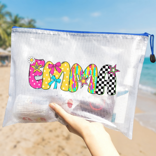 Personalised Artistic Name Multicolour Waterproof Sandproof Pool Beach Bag Daily Use Travel Summer Holiday Party Gift for Her