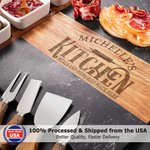 Personalized Engraved Text Kitchen Acacia Marble 11 Pcs Cutting Board Coaster Set with Bowl and Spoon Ship from USA  Housewarming Gift for Family
