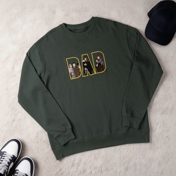 Personalized Embroidered Dad Mom 3 Photos Soft T-shirt Sweatshirt Hoodie Daily Wear Birthday Anniversary Gift for Parents