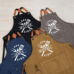 Personalized BBQ King Apron with Name and Pocket Kitchen Accessory Father's Day Birthday Anniversary Gift for Dad Husband Cooking Lover