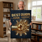 Personalized Modern Best Dad Ever Fist Bump Large Canvas Prints with Title and Names Home Decor Ship from USA Father's Day Gift for Dad Grandpa