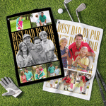 Personalized Multicolour Family Photo Large Absorbent Quick Dry Sports Towel with 2-6 Photos and Text Birthday Father's Day Gift for Dad Golf Lovers